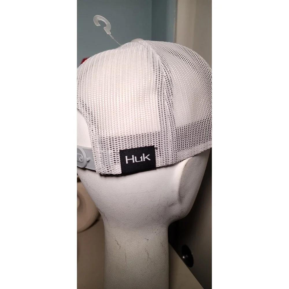 Huk Fishing American Flag Trucker Hat Gray Mesh Back One Size Fits Most Surfing